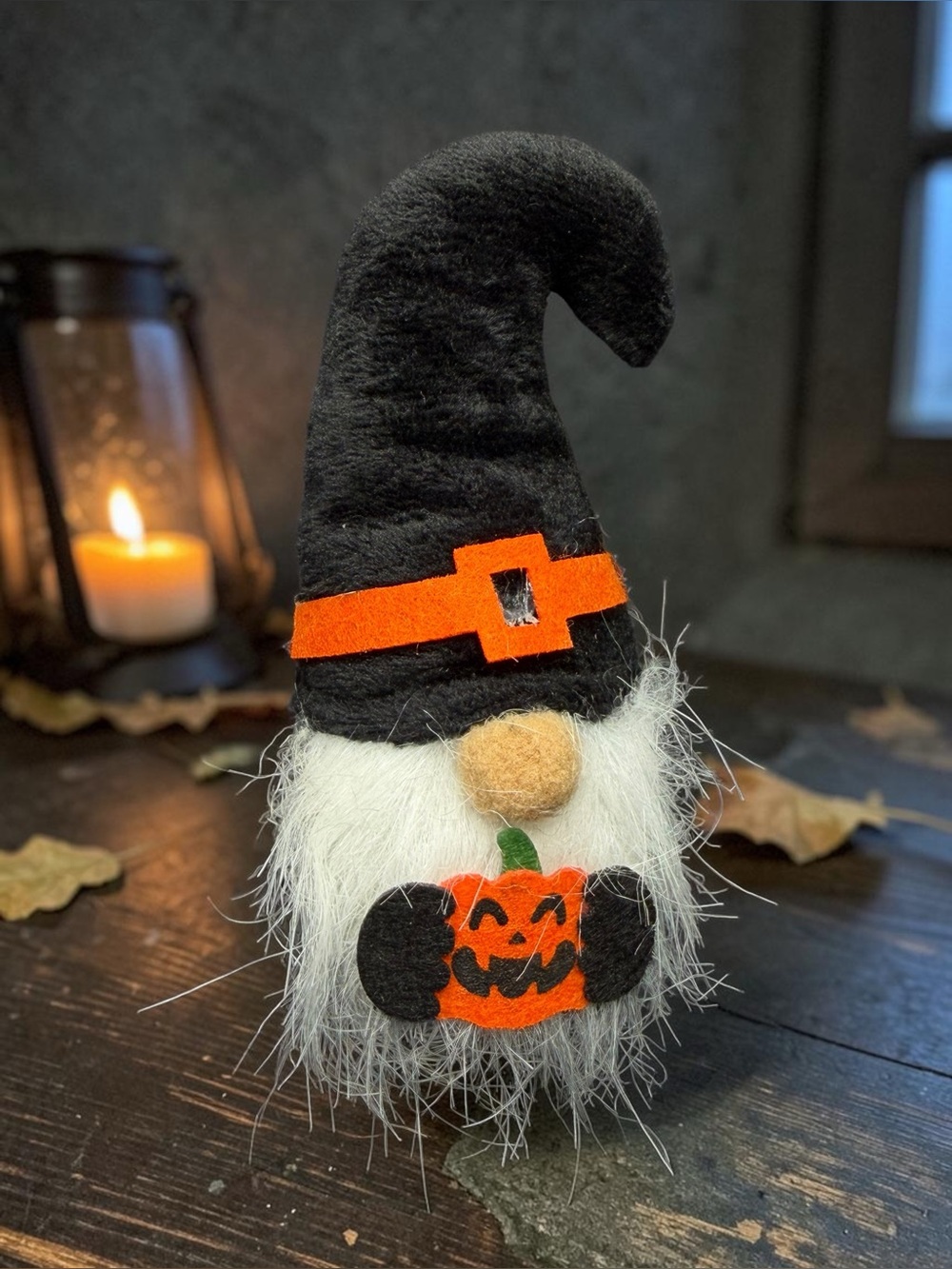 Halloween Gnome Costume Plush - Black Hat with Orange Pumpkin